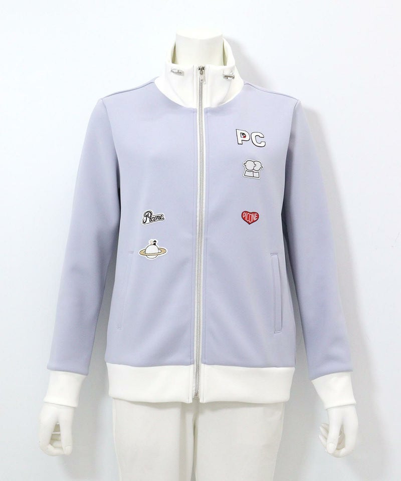 ワッペン付ジップブルゾン（ライトブルー）