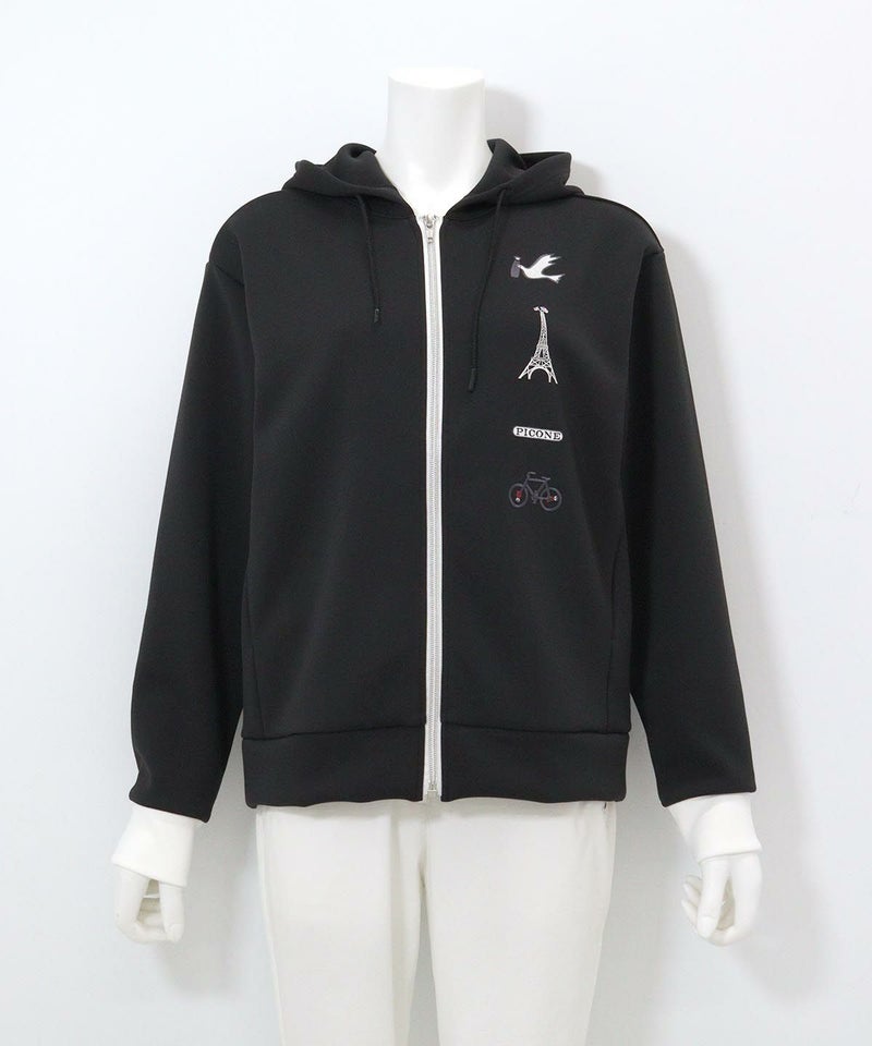 刺繍ワッペンジップパーカー（ブラック）