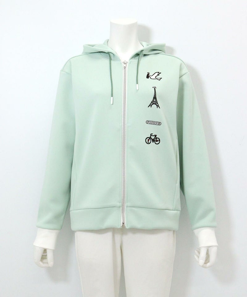 刺繍ワッペンジップパーカー（ライトグリーン）
