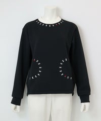 ピコ刺繍ダンボールプルオーバー（ブラック）