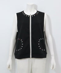 ピコライン刺繍ジップベスト（ブラック）