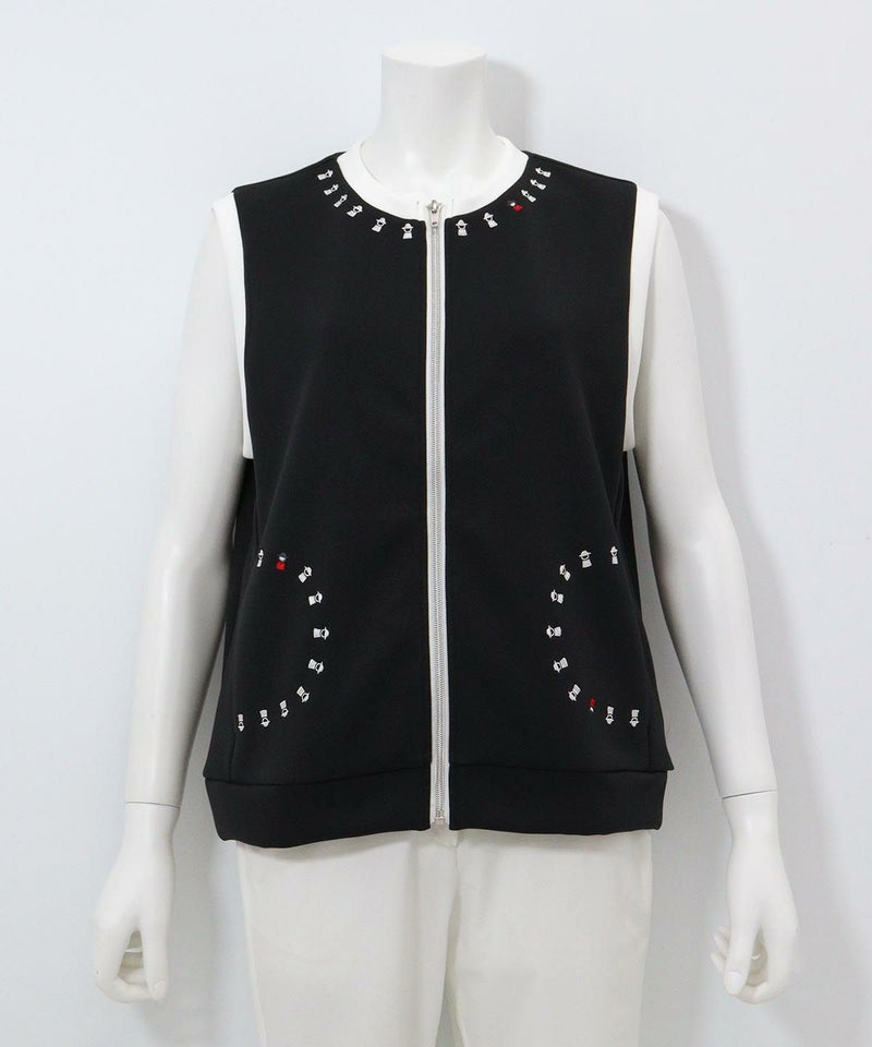 ピコライン刺繍ジップベスト（ブラック）