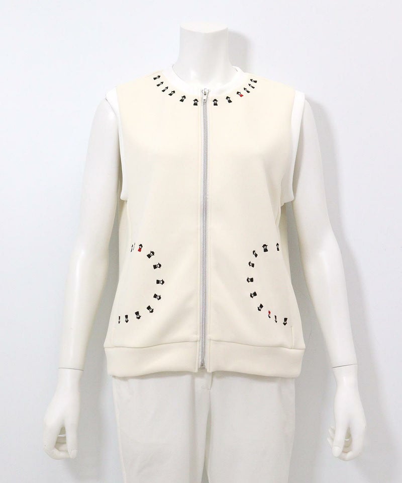 ピコライン刺繍ジップベスト（ベージュ）