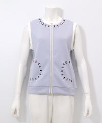 ピコライン刺繍ジップベスト（ライトブルー）