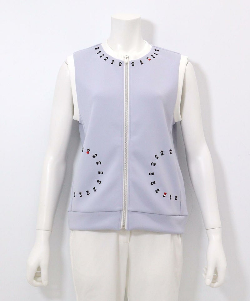 ピコライン刺繍ジップベスト（ライトブルー）