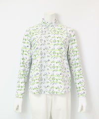 総柄ボーダーハイネックプルオーバー（ライトグリーン）