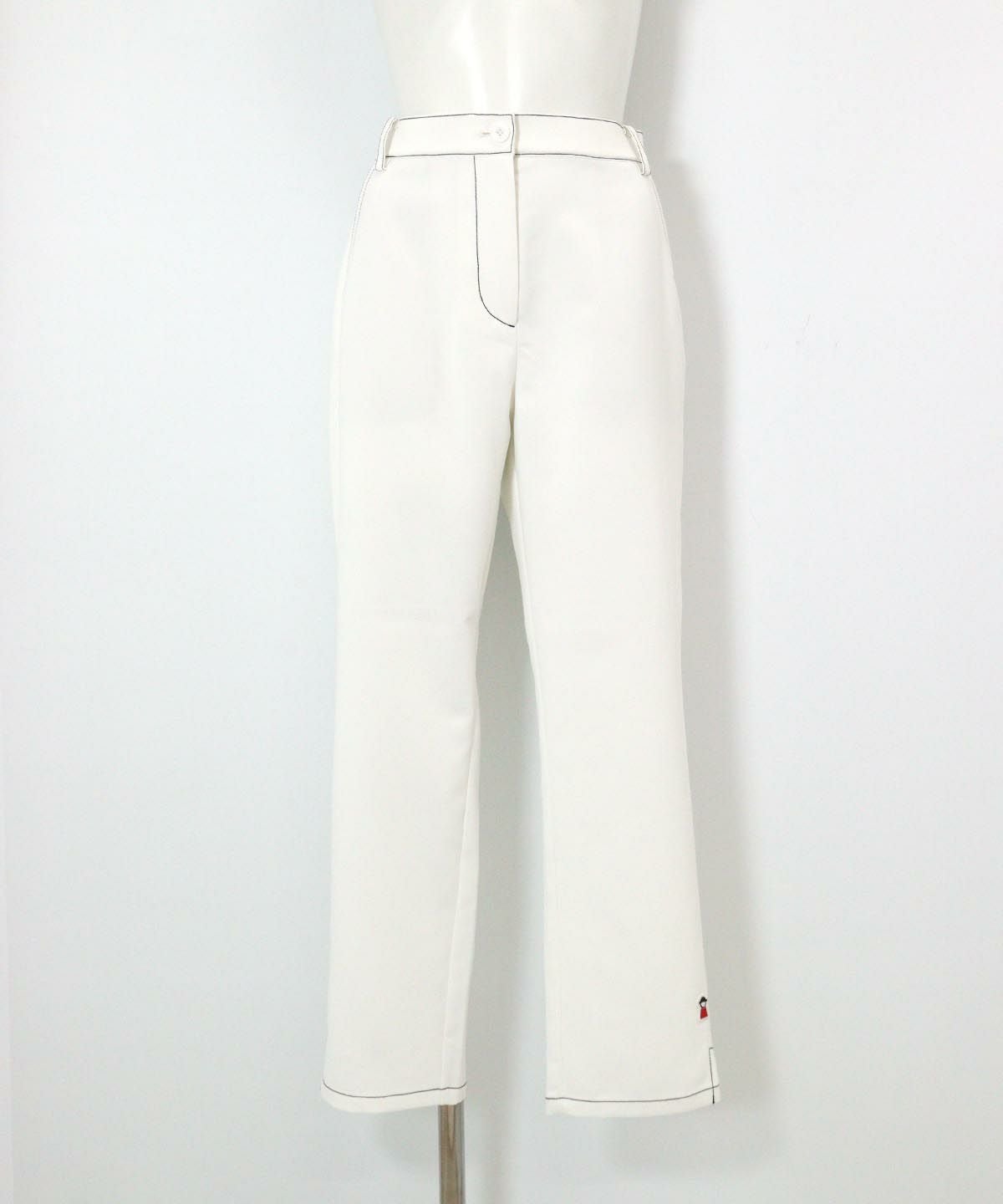 裾ステッチパンツ（ホワイト）