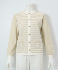 ピコポケットボーダーカーディガン（ベージュ）