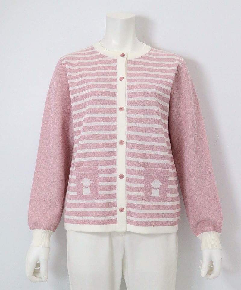 ピコポケットボーダーカーディガン（ピンク）