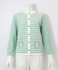 ピコポケットボーダーカーディガン（ライトグリーン）