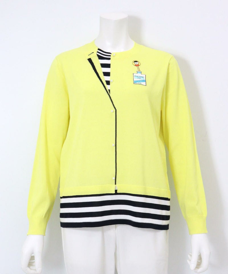 コットン混レイヤード風ニット(イエロー)