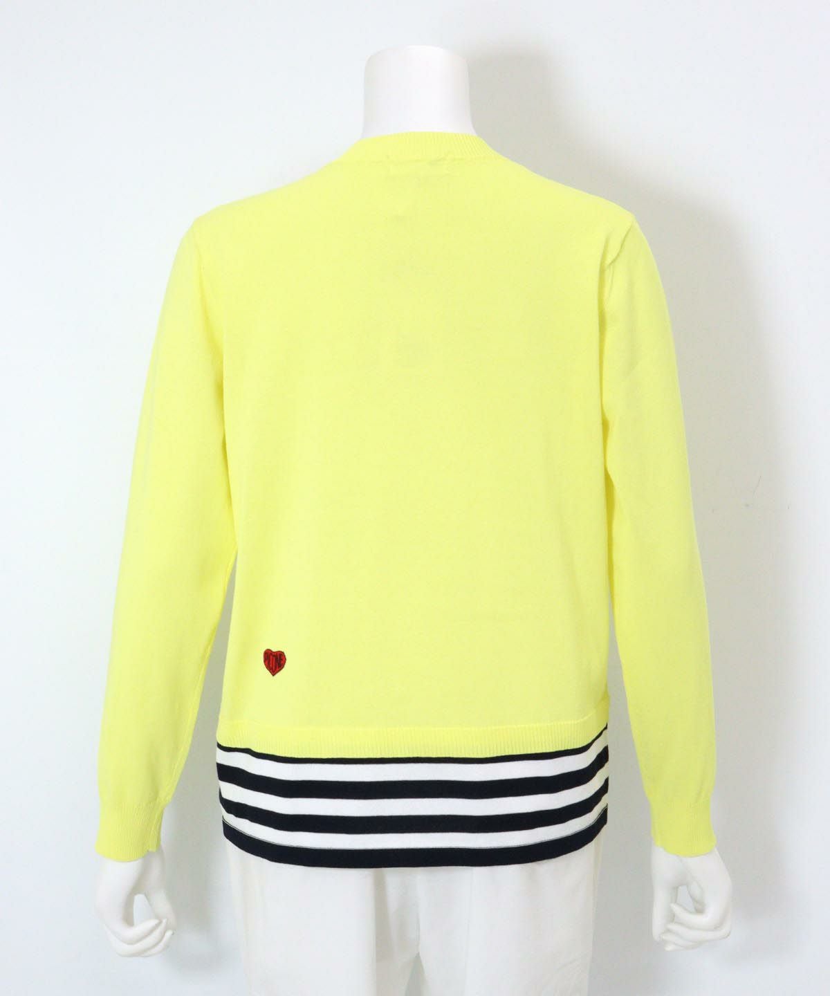 コットン混レイヤード風ニット後(イエロー)