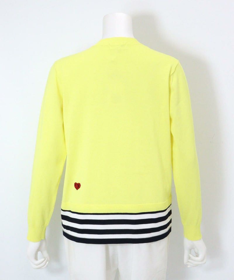 コットン混レイヤード風ニット後(イエロー)