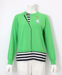 コットン混レイヤード風ニット(ライトグリーン)