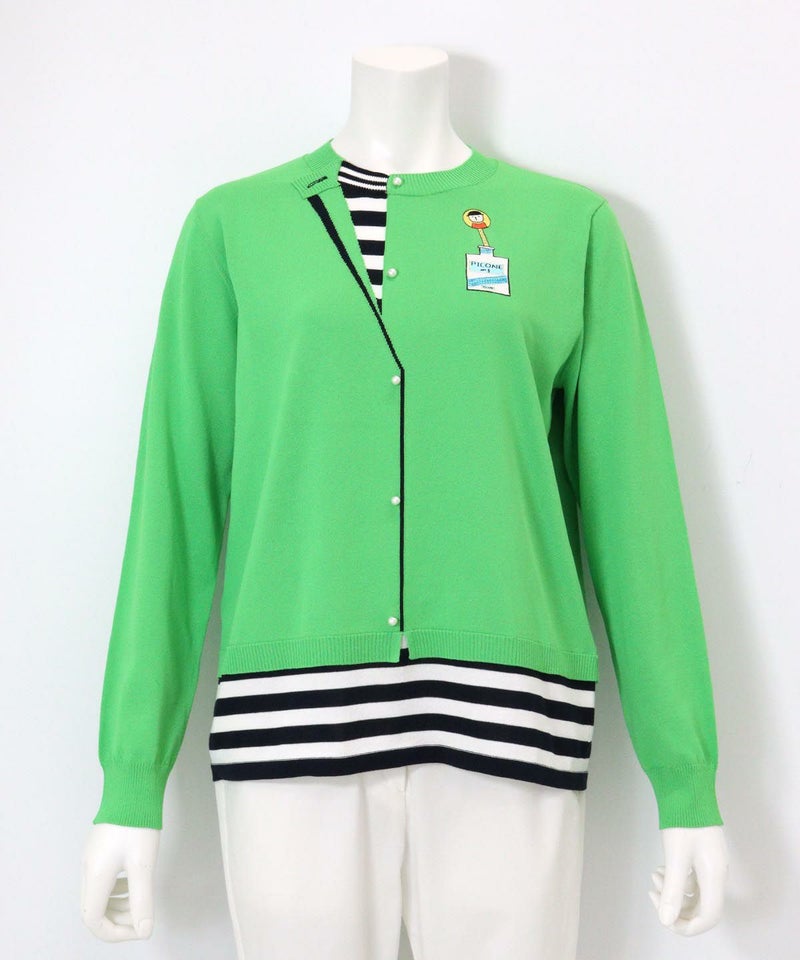 コットン混レイヤード風ニット(ライトグリーン)