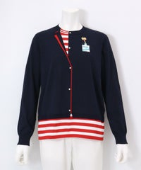 コットン混レイヤード風ニット(ネイビー)