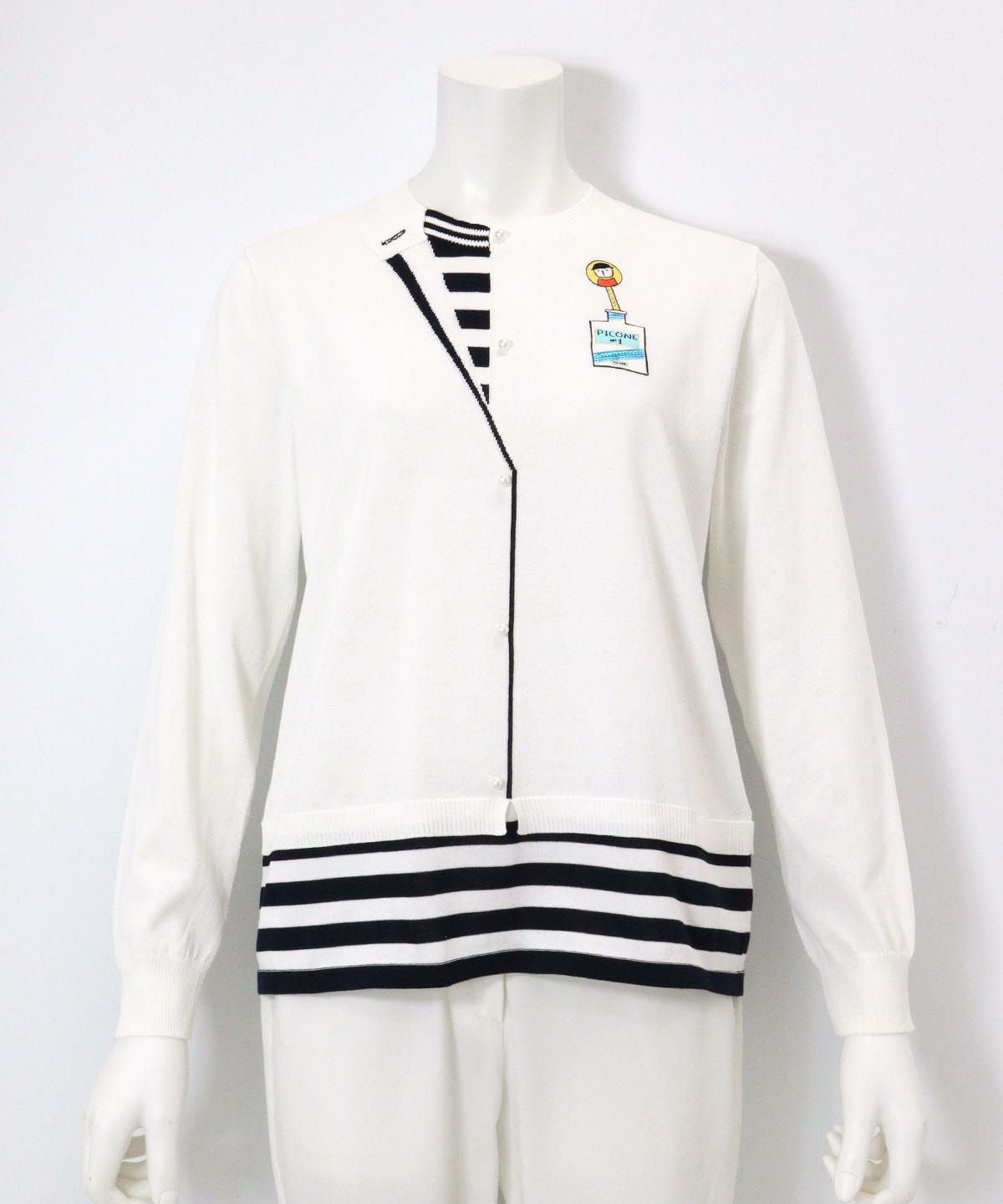 コットン混レイヤード風ニット(ホワイト)