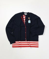 コットン混レイヤード風ニット(ネイビー)