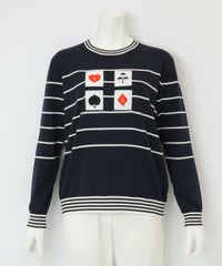 トランプモチーフボーダーニット（ネイビー）