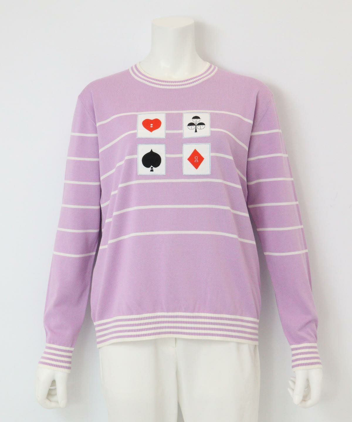 トランプモチーフボーダーニット（ライトパープル）