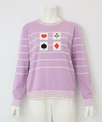 トランプモチーフボーダーニット（ライトパープル）