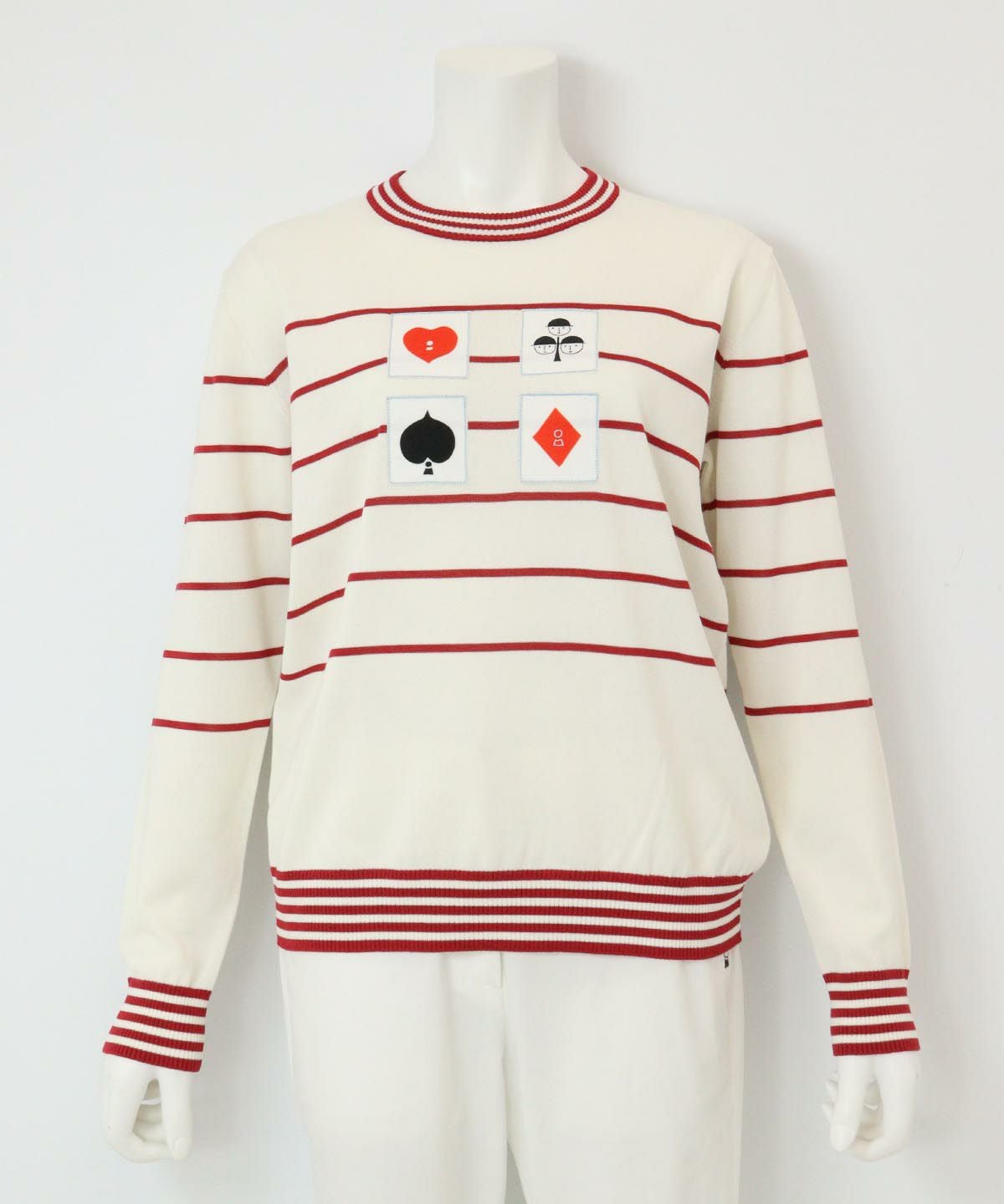 トランプモチーフボーダーニット（ホワイト）