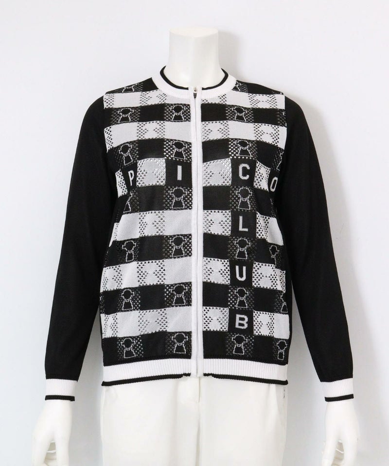 メッシュ編みピコ柄カーディガン(ブラック)