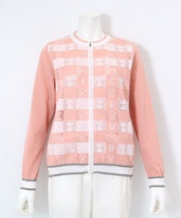 メッシュ編みピコ柄カーディガン(ピンク)