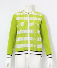 メッシュ編みピコ柄カーディガン(ライトグリーン)