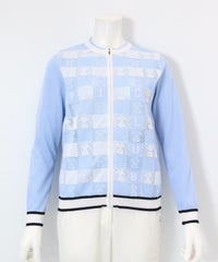 メッシュ編みピコ柄カーディガン(ブルー)