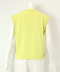 コットン混刺繍ニットベスト 後ろ（イエロー）