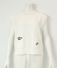 コットン混刺繍ニットベスト（ホワイト）