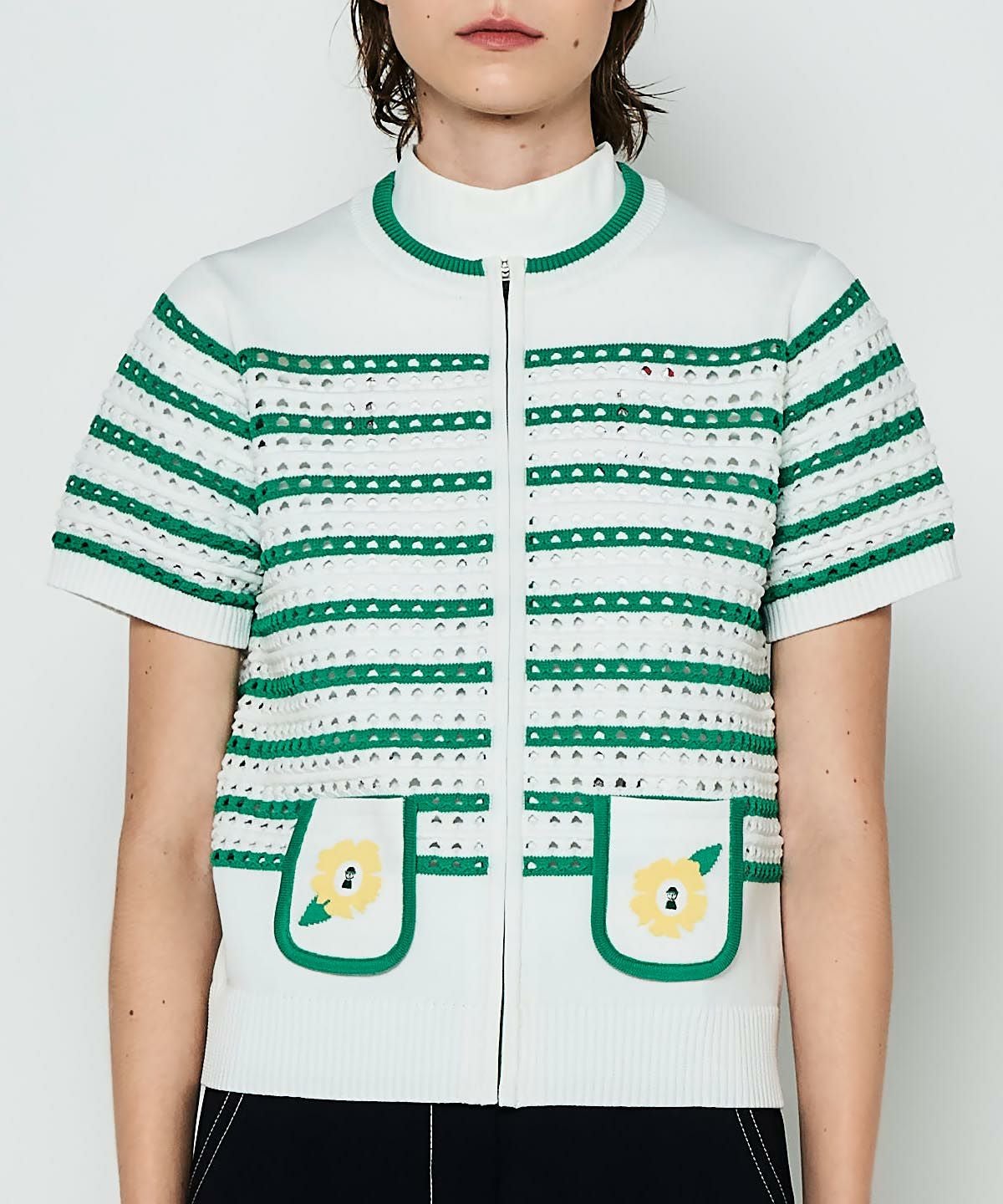 フラワー刺繍ジップカーディガン|ピッコーネクラブ-アウトレット フラワー刺繍ジップカーディガン|ピッコーネクラブ-アウトレット