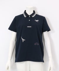 モチーフ刺繍UV速乾ポロシャツ(ネイビー)