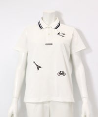 モチーフ刺繍UV速乾ポロシャツ(ホワイト)