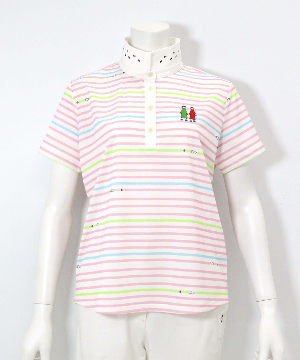 万年筆ボーダーポロシャツ（ピンク）