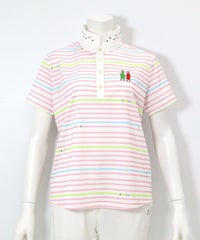 万年筆ボーダーポロシャツ（ピンク）