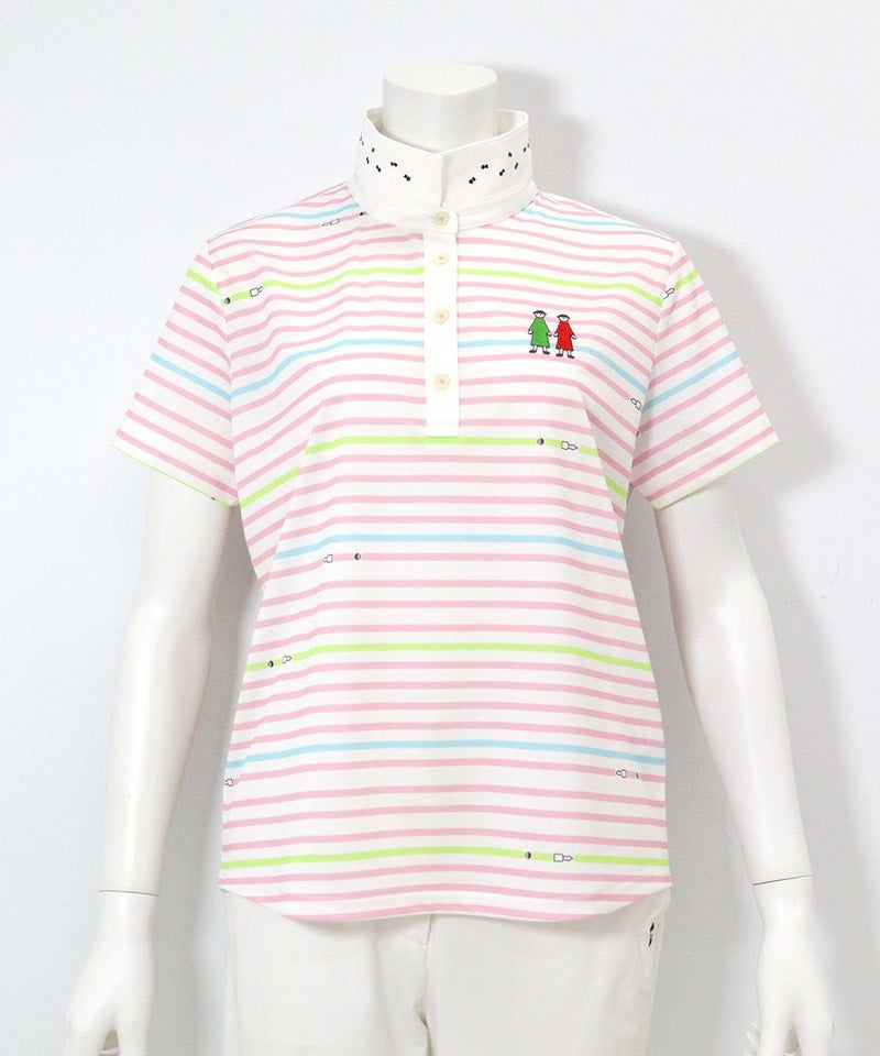 万年筆ボーダーポロシャツ（ピンク）