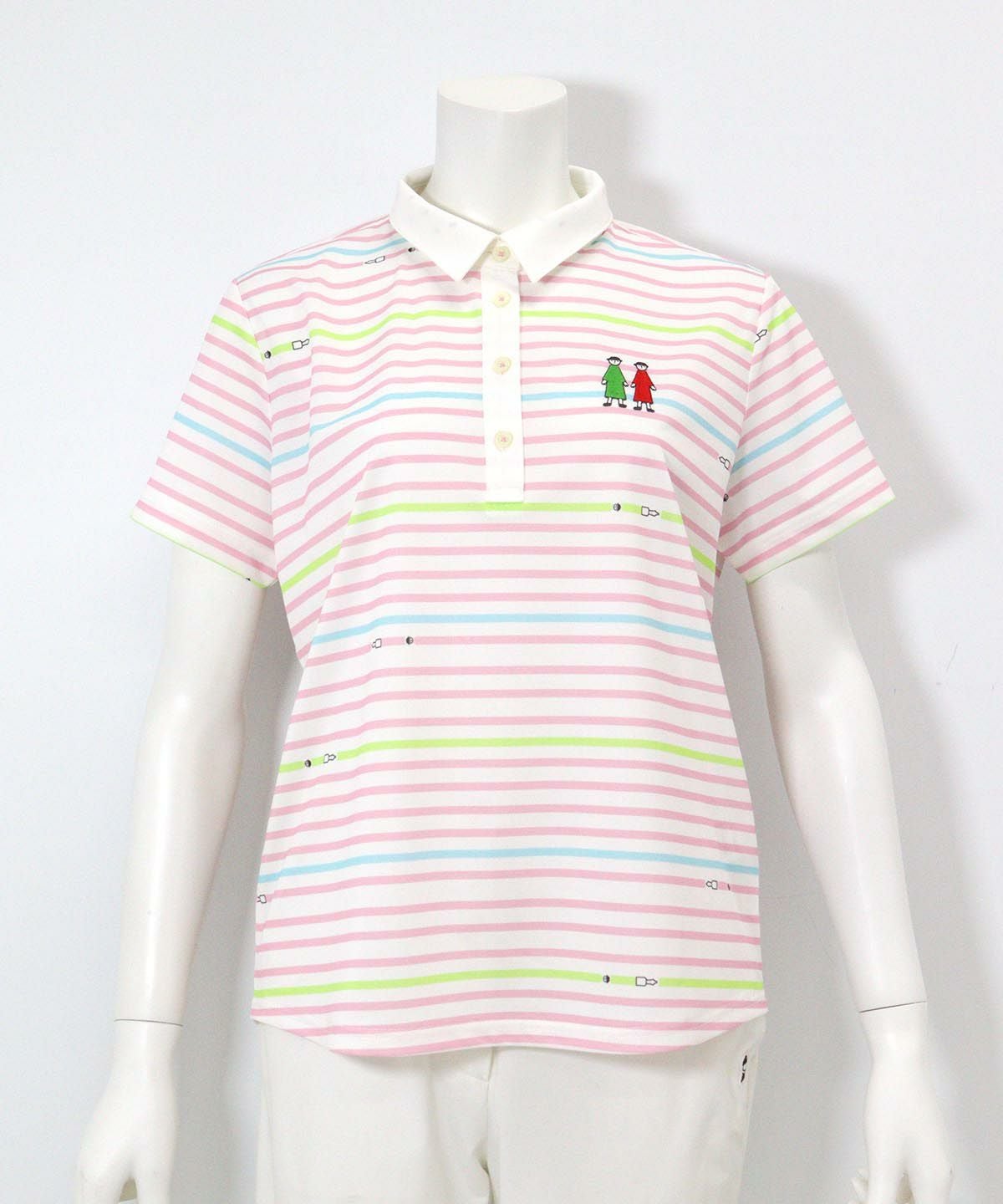 万年筆ボーダーポロシャツ（ピンク）