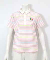 万年筆ボーダーポロシャツ（ピンク）