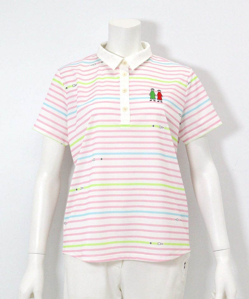万年筆ボーダーポロシャツ（ピンク）