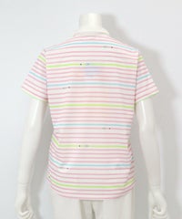 万年筆ボーダーポロシャツ（ピンク）