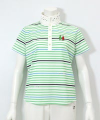 万年筆ボーダーポロシャツ（ライトグリーン）