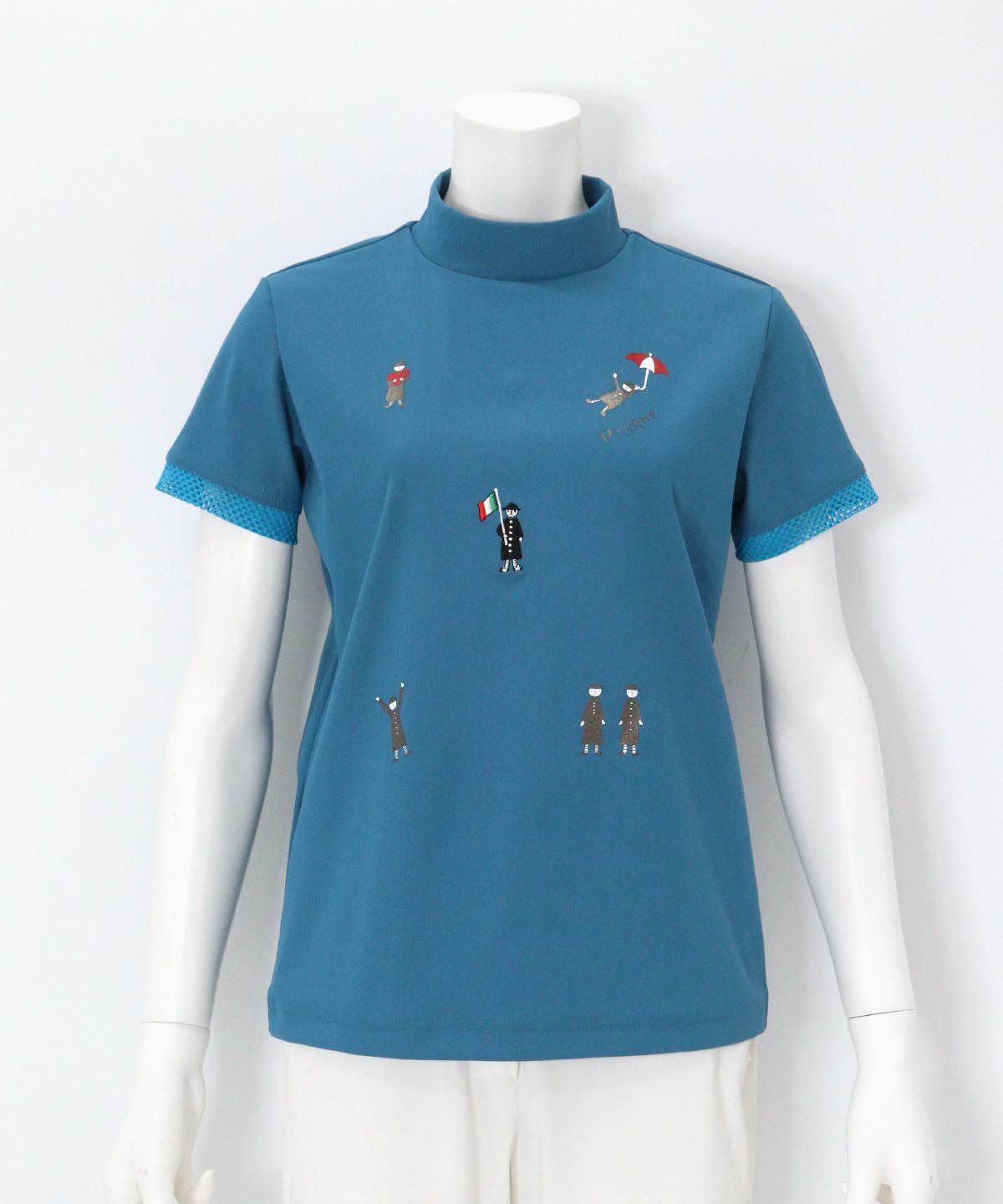 ポイント刺繍UV冷感プルオーバー(ライトブルー)