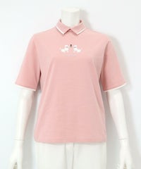 プードルモチーフ半袖ポロシャツ（ピンク）