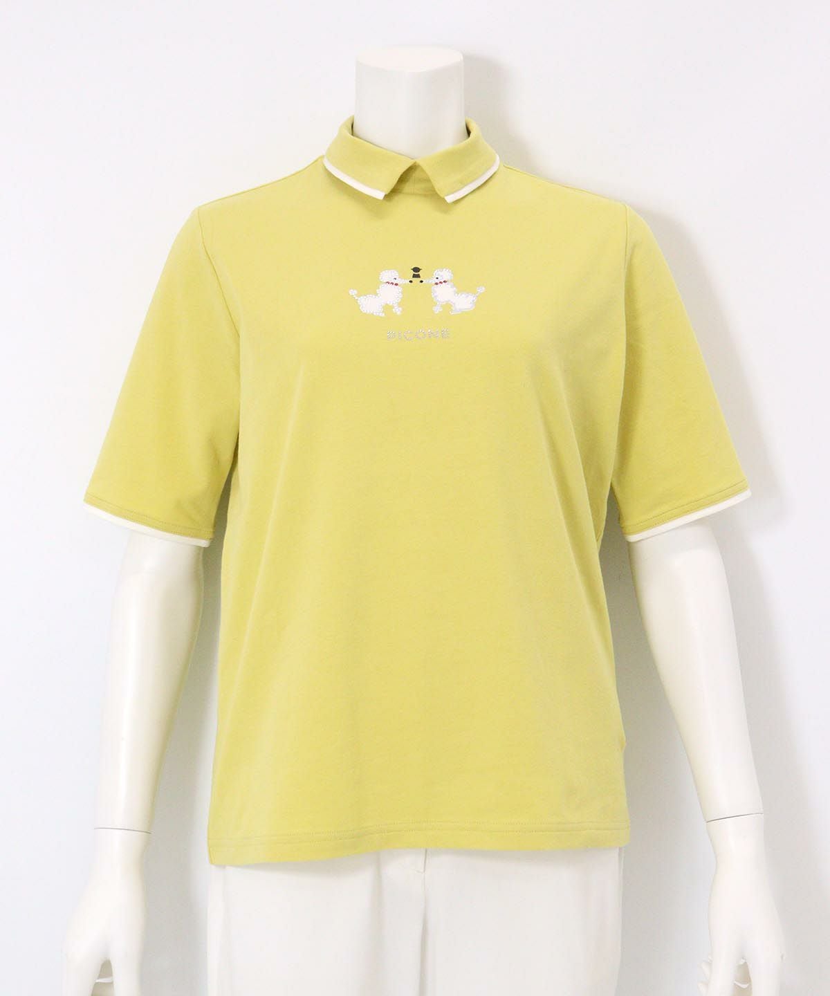 プードルモチーフ半袖ポロシャツ（イエロー）