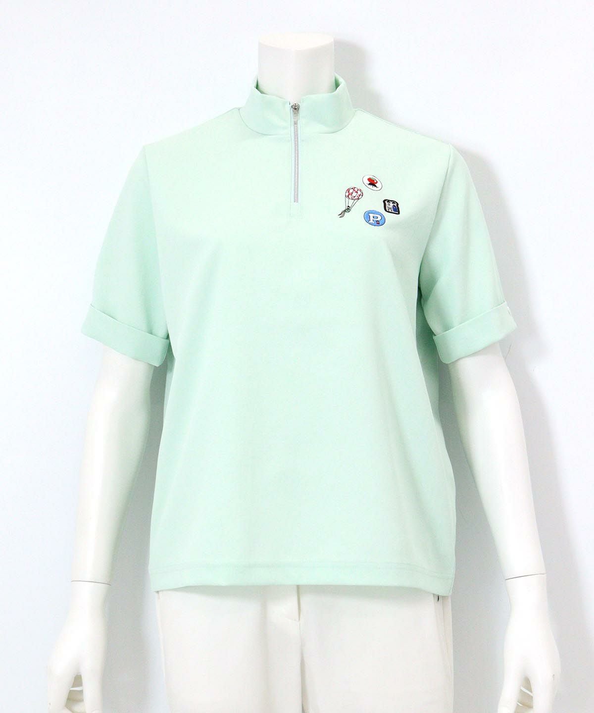 ハーフジップUVプルオーバー（ライトグリーン）