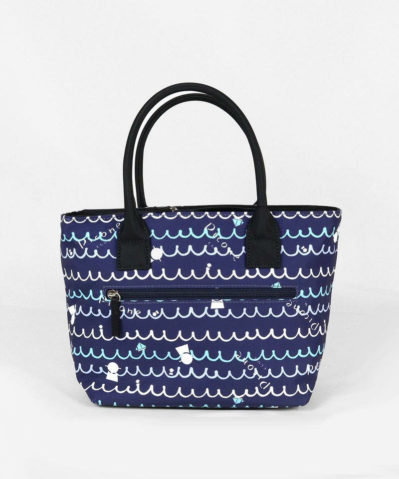 波ボーダー柄バッグ後（ネイビー）