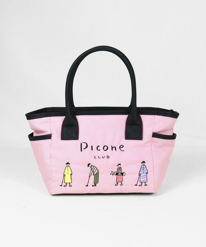 ストライプ柄刺繍バッグ（ピンク）