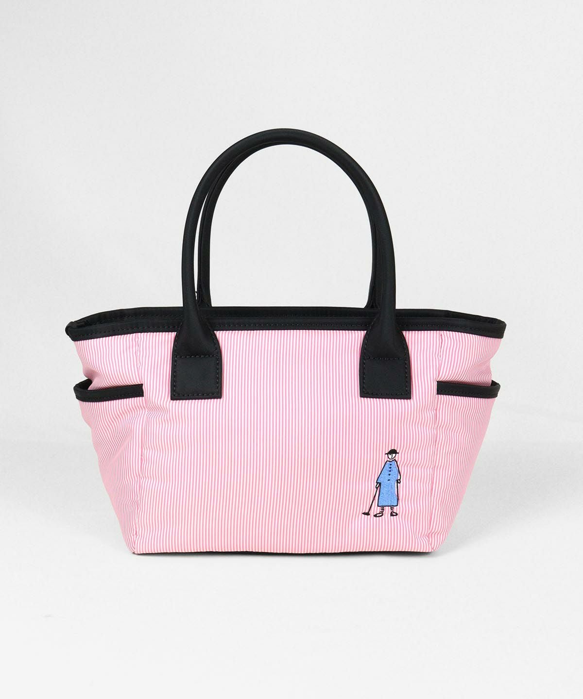 ストライプ柄刺繍バッグ後（ピンク）